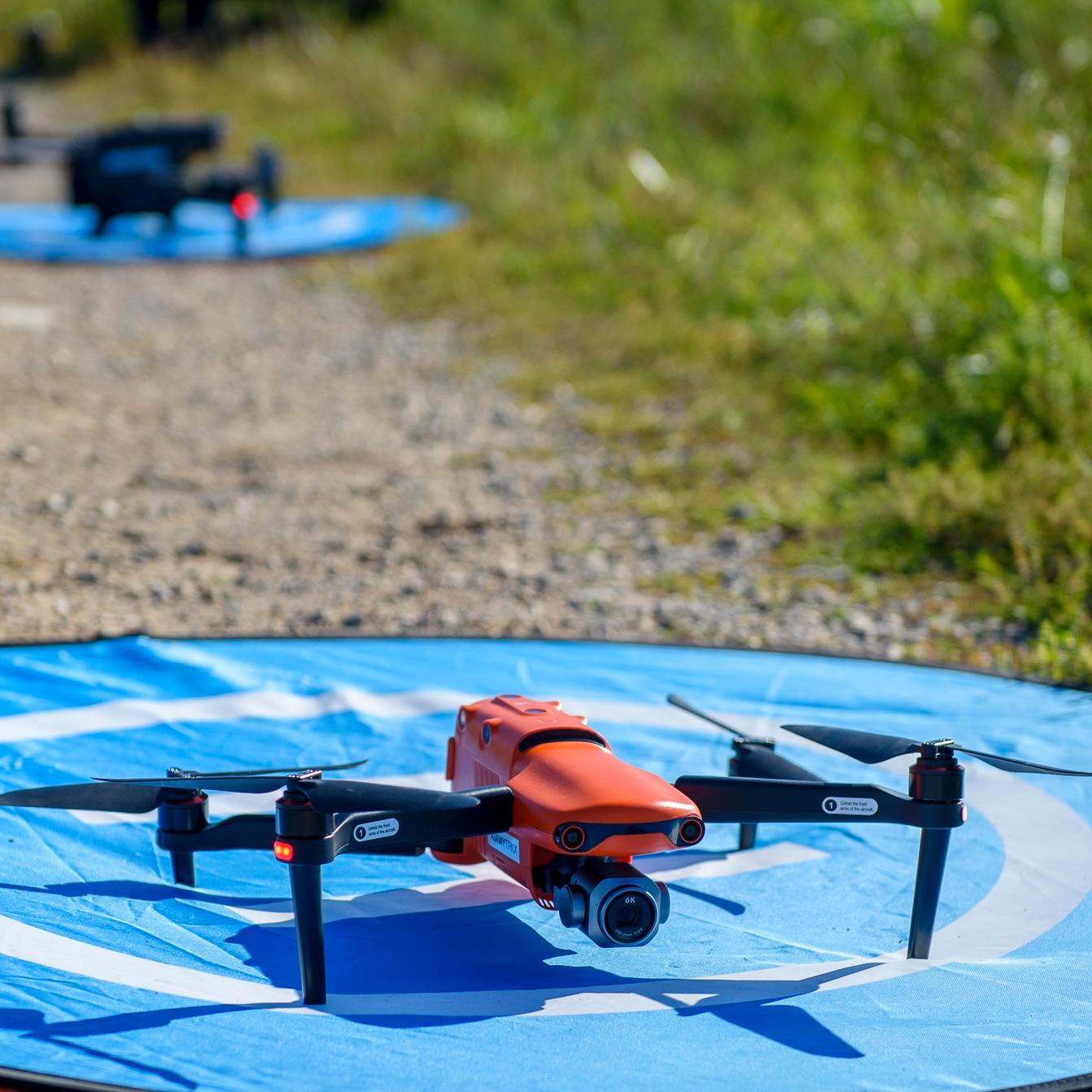 A drone on a landing pad